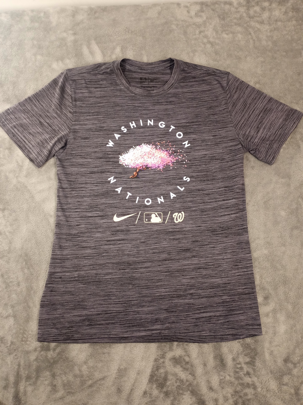 Nike Washington Nationals Gray Graphic Tee - Cherry Blossom Design Size Medium